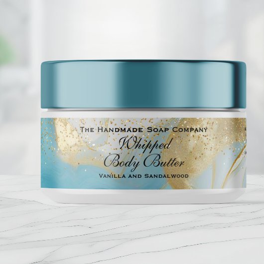 Whipped Body Butter Blue Gold Glitter Jar Label ラップアラウンドラベル