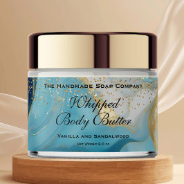 Whipped Body Butter Jar Label Blue Gold Glitter ペットボトルラベル