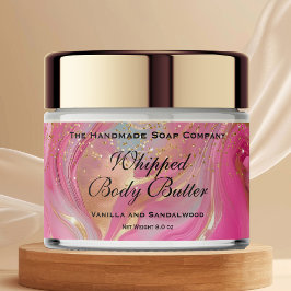 Whipped Body Butter Jar Label Pink Gold Glitter ペットボトルラベル