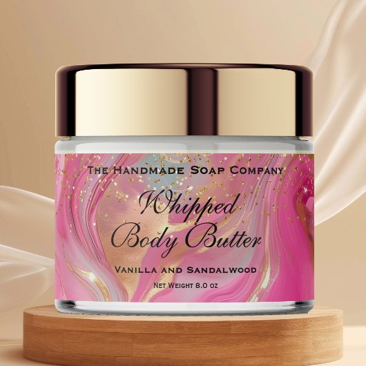 Whipped Body Butter Jar Label Pink Gold Glitter ペットボトルラベル