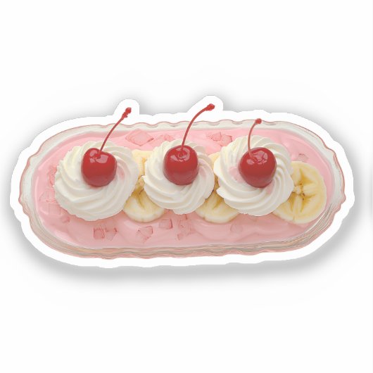 Whipped Cream Banana Split with Cherries  シール (正面)