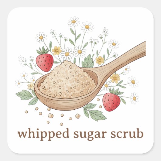 Whipped Sugar Scrub Label | Custom Skincare スクエアシール (正面)