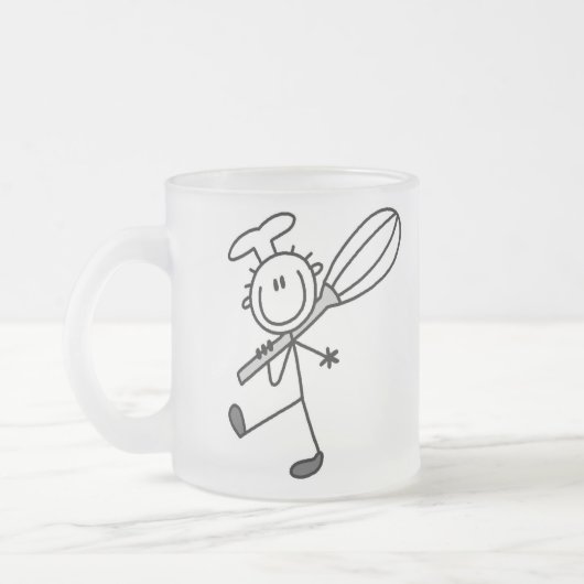 Whipperを持つ棒の姿のシェフ フロストグラスマグカップ (左)