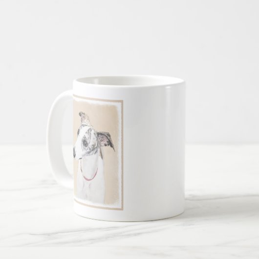 Whippetの絵画-かわいい元の犬の芸術 コーヒーマグカップ (正面左)