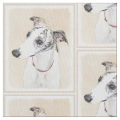Whippetの絵画-かわいい元の犬の芸術 ファブリック (クローズアップ)