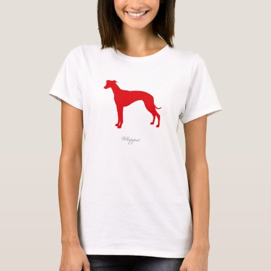 WhippetのTシャツ(赤いシルエット) Tシャツ (正面)