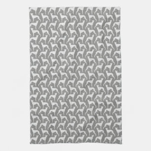 Whippetはパターンのシルエットを描きます キッチンタオル