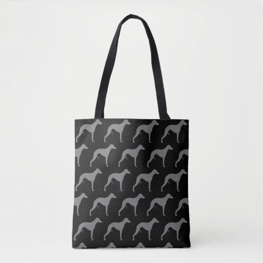 Whippetはパターンのシルエットを描きます トートバッグ (正面)