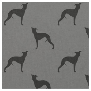 Whippetはパターン 犬の恋人の灰色のシルエットを描きます ファブリック
