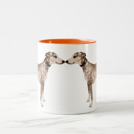 Whippetはマグに接吻します ツートーンマグカップ (中央)