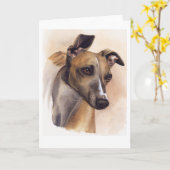 Whippetは水彩画で絵を描きました カード (黄色い花)