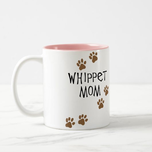 Whippet犬のお母さんのためのWhippetのお母さん ツートーンマグカップ (左)