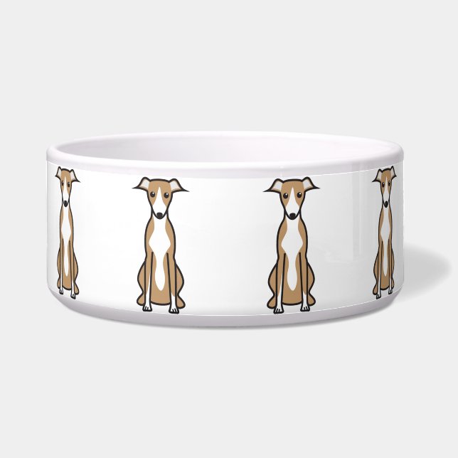 Whippet犬の漫画 ボウル (正面)