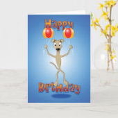 whippet -気球-ハッピーバースデー カード (黄色い花)