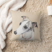 Whippet、英語Whippetのスナップ、犬brindle、白子犬 クッション (ブランケット)