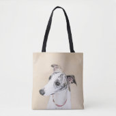 Whippet、英語Whippetのスナップ、犬brindle、白子犬 トートバッグ (正面)