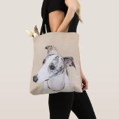 Whippet、英語Whippetのスナップ、犬brindle、白子犬 トートバッグ (クローズアップ)