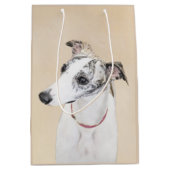Whippet、英語Whippetのスナップ、犬brindle、白子犬 ミディアムペーパーバッグ (正面)
