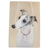 Whippet、英語Whippetのスナップ、犬brindle、白子犬 ミディアムペーパーバッグ (裏面)