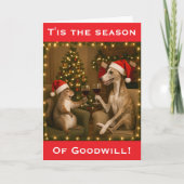 Whippet and Squirrel Christmas greetings card カード (正面)