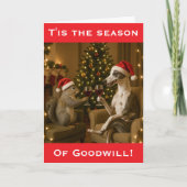 Whippet and Squirrel Christmas greetings card カード (正面)