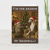 Whippet and Squirrel Christmas greetings card カード (正面)