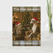 Whippet and Squirrel Christmas greetings card カード (正面)
