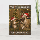 Whippet and Squirrel Christmas greetings card カード (正面)