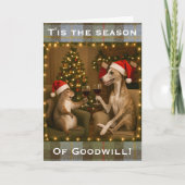Whippet and Squirrel Christmas greetings card カード (正面)