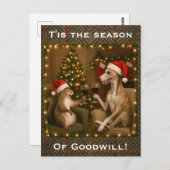 Whippet and Squirrel Christmas greetings postcard ポストカード (正面/裏面)