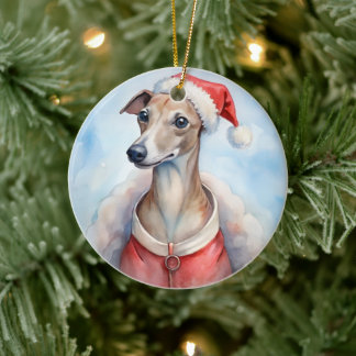 Whippet Christmas Ornament - Festive Holiday セラミックオーナメント