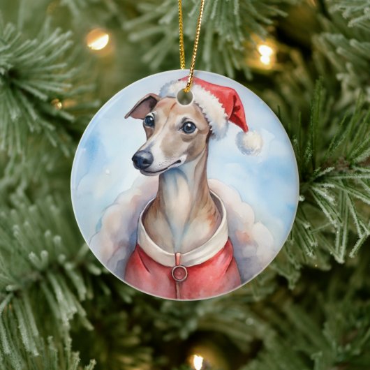 Whippet Christmas Ornament - Festive Holiday セラミックオーナメント (ツリー)