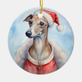 Whippet Christmas Ornament - Festive Holiday セラミックオーナメント (正面)