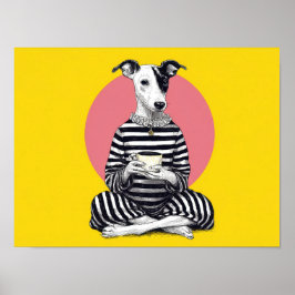 Whippet Coffee Time – Quirky Vintage Dog  ポスター