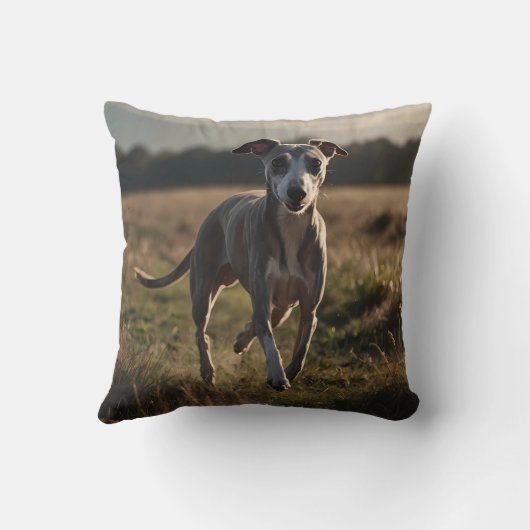 Whippet Elegant Throw Pillow クッション (裏面)