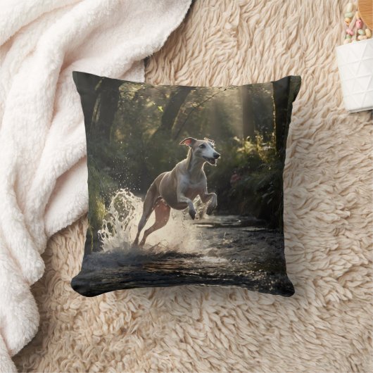 Whippet Elegant Throw Pillow クッション (ブランケット)