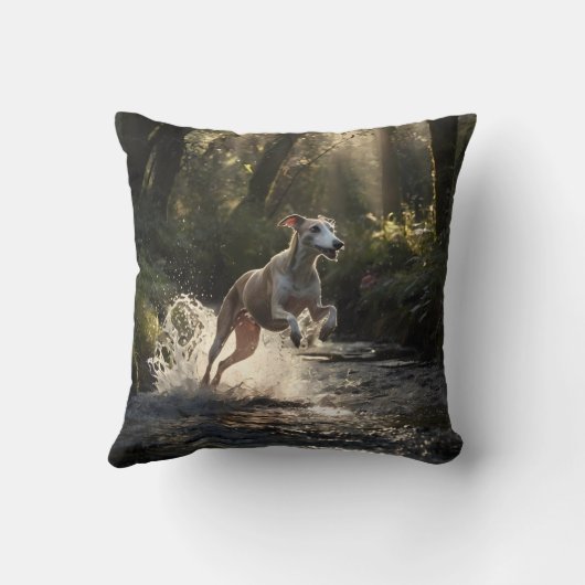 Whippet Elegant Throw Pillow クッション (裏面)