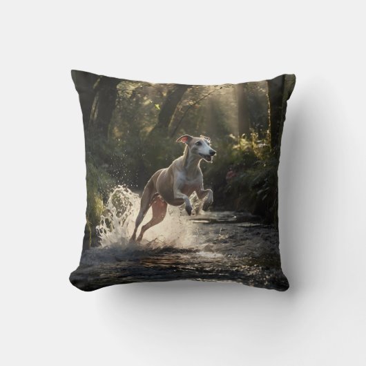 Whippet Elegant Throw Pillow クッション (正面)