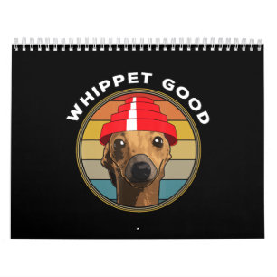 Whippet Good おもしろい 80s Music Dogデザイン カレンダー