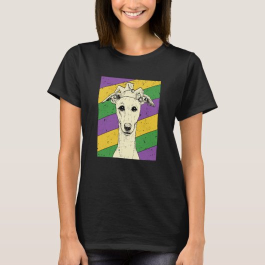 Whippet Jester Mardi Gras Dog Mom or Dad Tシャツ (正面)