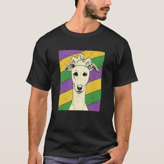 Whippet Jester Mardi Gras Dog Mom or Dad Tシャツ (正面)
