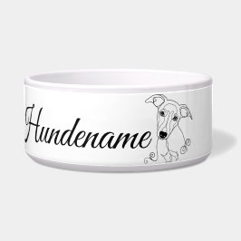 Whippet Minimalist Line Art personalized food bowl ボウル