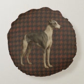 Whippet round cushion. Whippet on tweed/tartan ラウンドクッション (裏面)