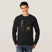 Whippet Skeleton Dog Walking Halloween Dog Tシャツ (正面フル)