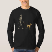 Whippet Skeleton Dog Walking Halloween Dog Tシャツ (正面)