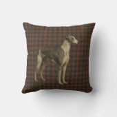 Whippet throw cushion. Whippet on tweed/tartan クッション (裏面)