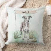 Whippet Watercolor Personalized Dog クッション (ブランケット)