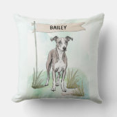 Whippet Watercolor Personalized Dog クッション (正面)