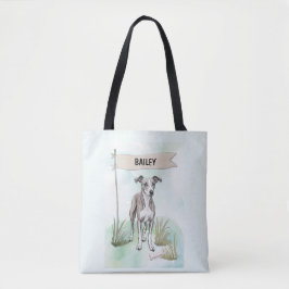 Whippet Watercolor Personalized Dog トートバッグ