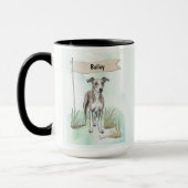 Whippet Watercolor Personalized Dog マグカップ (左)